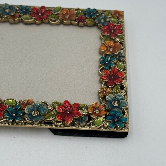 4 x 6 enameled photo frame flower floral home decor colorful blue red green - Picture 5 of 12